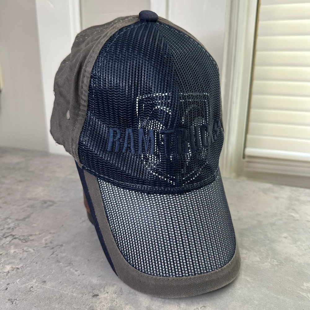 RAM Trucks Hat Cap Trucker Style Gray Blue Mesh Adjustable Snapback Mens